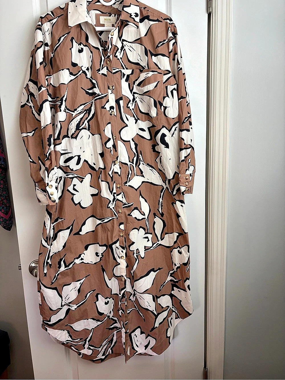 Maeve by Anthropologie Floral Midi Dress in Brown & White Size Small NWT - Picture 5 of 8